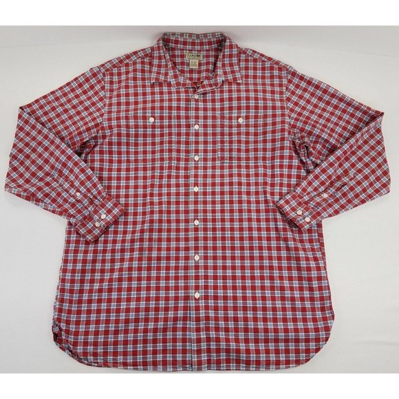 L.L. Bean Other - LL Bean Button Up Shirt Mens Size XLT Red  Long Sleeve Plaid Casual Preppy B46